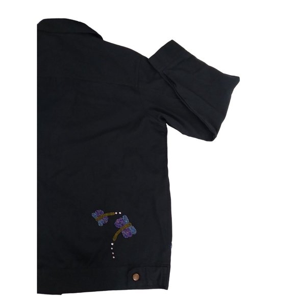 Vtg. Quacker Factory Embellished/pearl beaded Dragonflies button Jacket Large - Picture 13 of 16